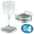 Set 4 suporturi de pahar Linea Coasters, iDesgin, Ø11.5 cm, inox, finisaj periat
