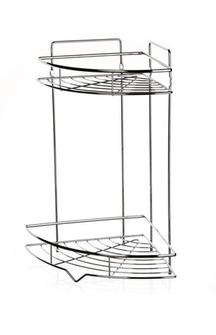 Polita de colt pentru baie, magnat double, brilanz, 23x23x38 cm, inox
