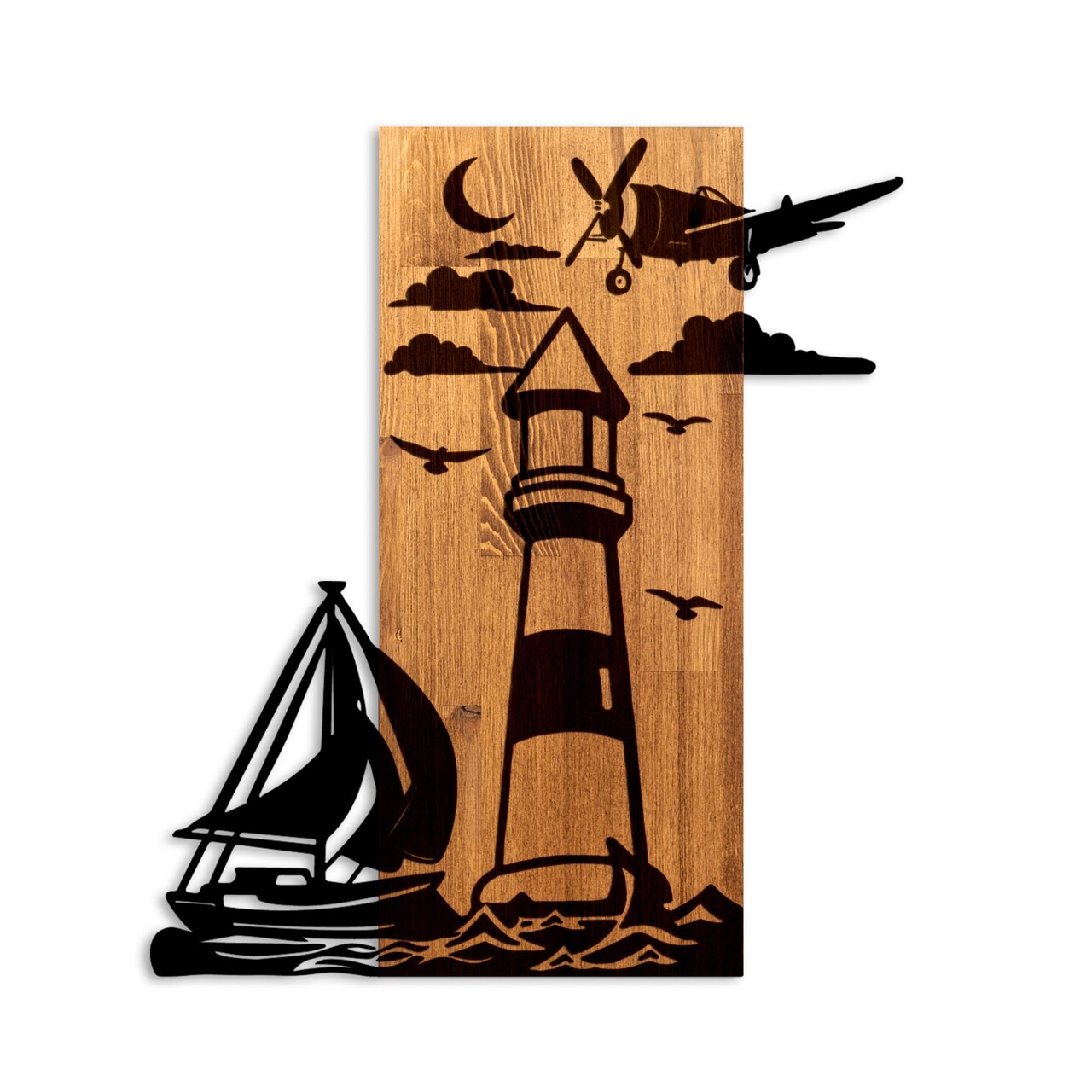 Decoratiune de perete, Lighthouse, Lățime: 52 cm, Nuc / Negru - view 5
