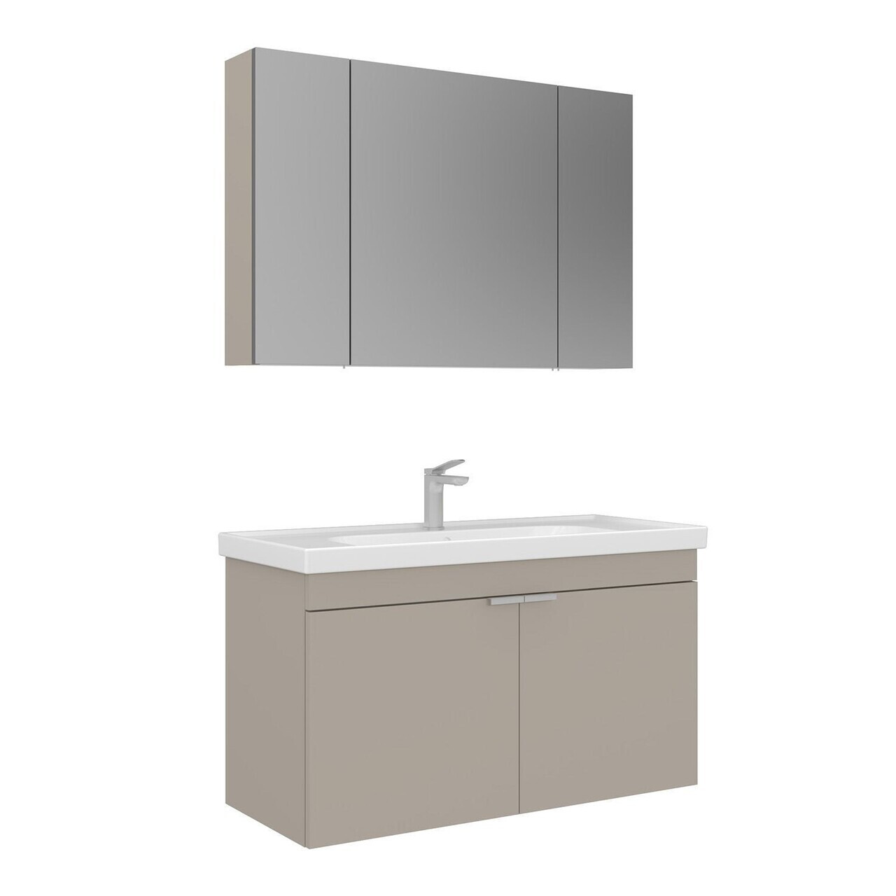 Set Dulap de Baie cu Chiuvetă și Oglindă (2 Piese), Hanah Home, Desna 100, Nisip — imaginea 4