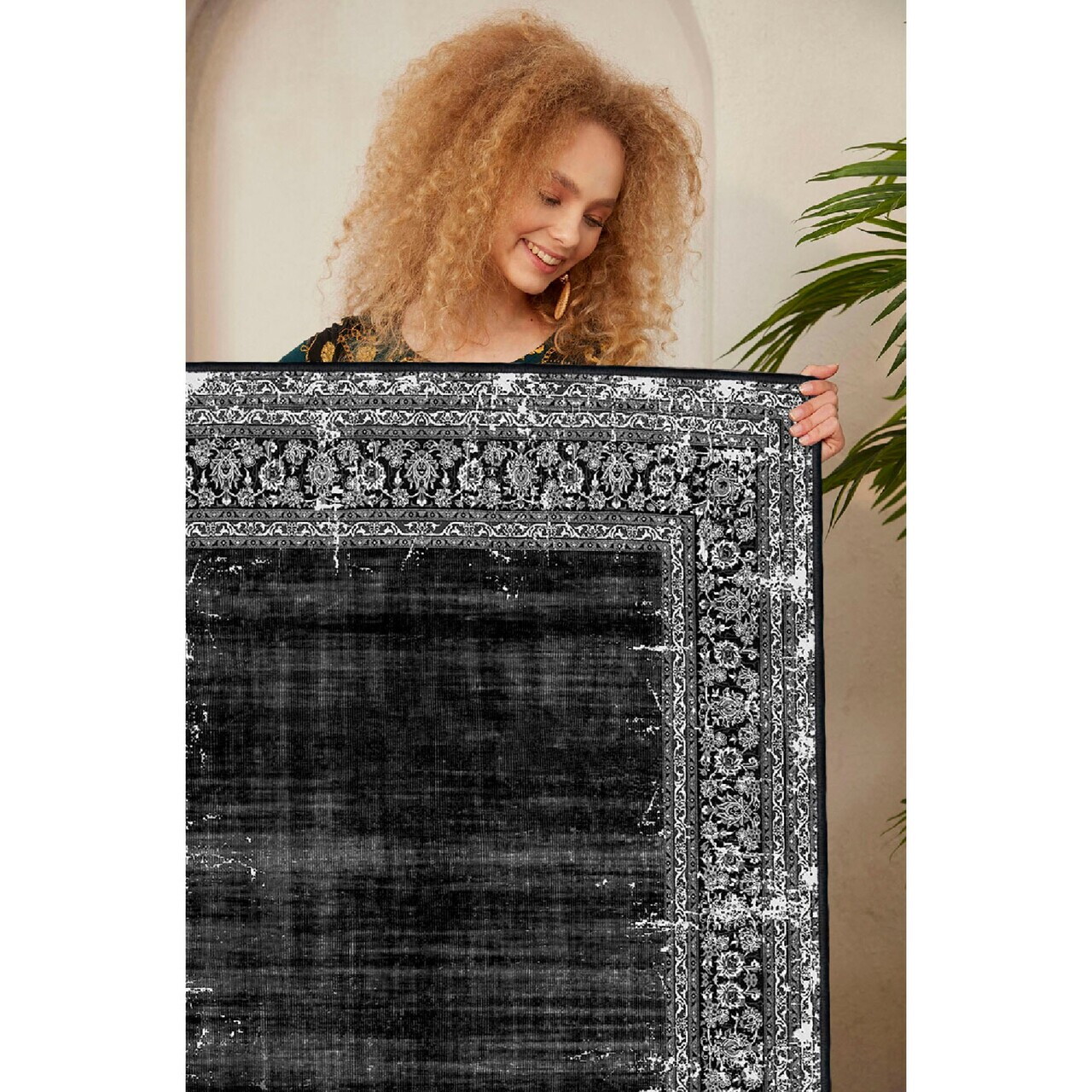 Covor, Woosonıl057, 160x230 cm, Alb / Gri / Negru — imaginea 4
