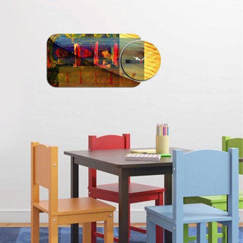 Set ceas si tablou decorativ, yms-59, mdf , dimensiune: 68 x 32 cm, multicolor