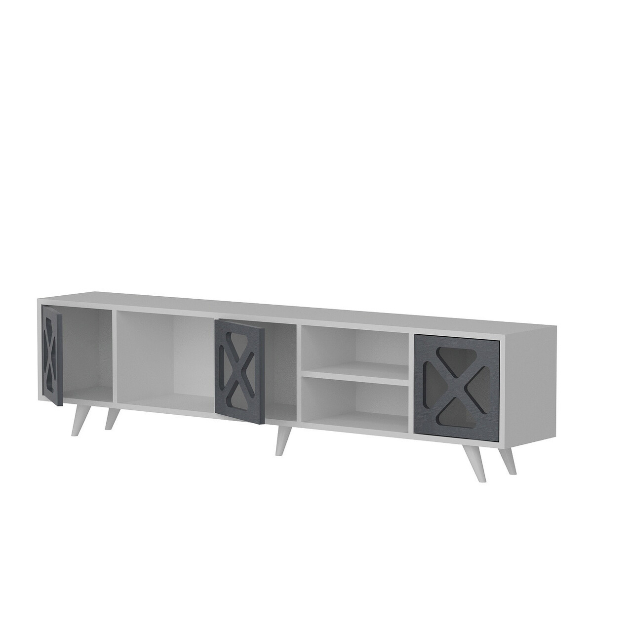 Comoda TV, Avva Home, Sinef, 180x45.7x29.5 cm, Alb / Antracit - 2 | YEO