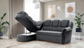 Coltar extensibil stanga 3 locuri ELTAP, L-086, Lord, 243x180x112 cm, lemn/poliester, gri inchis/negru
