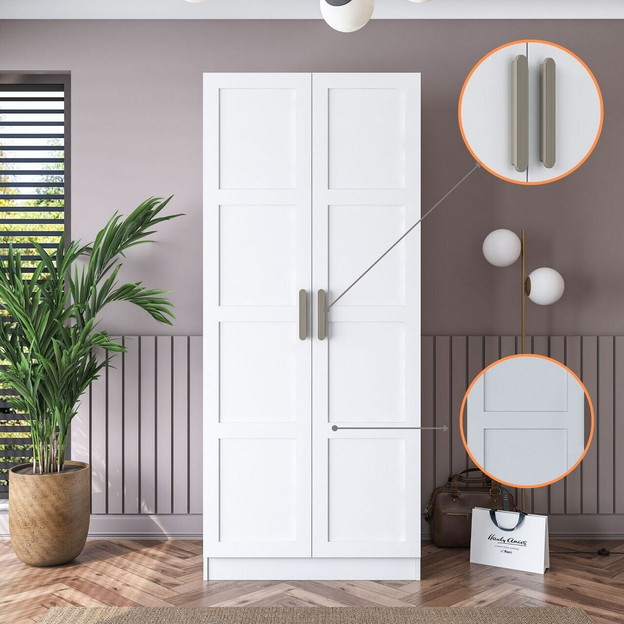 Dulap pentru haine, Hanah Home, BA189, 90x210x57.5 cm, PAL melaminat, Alb - view 3