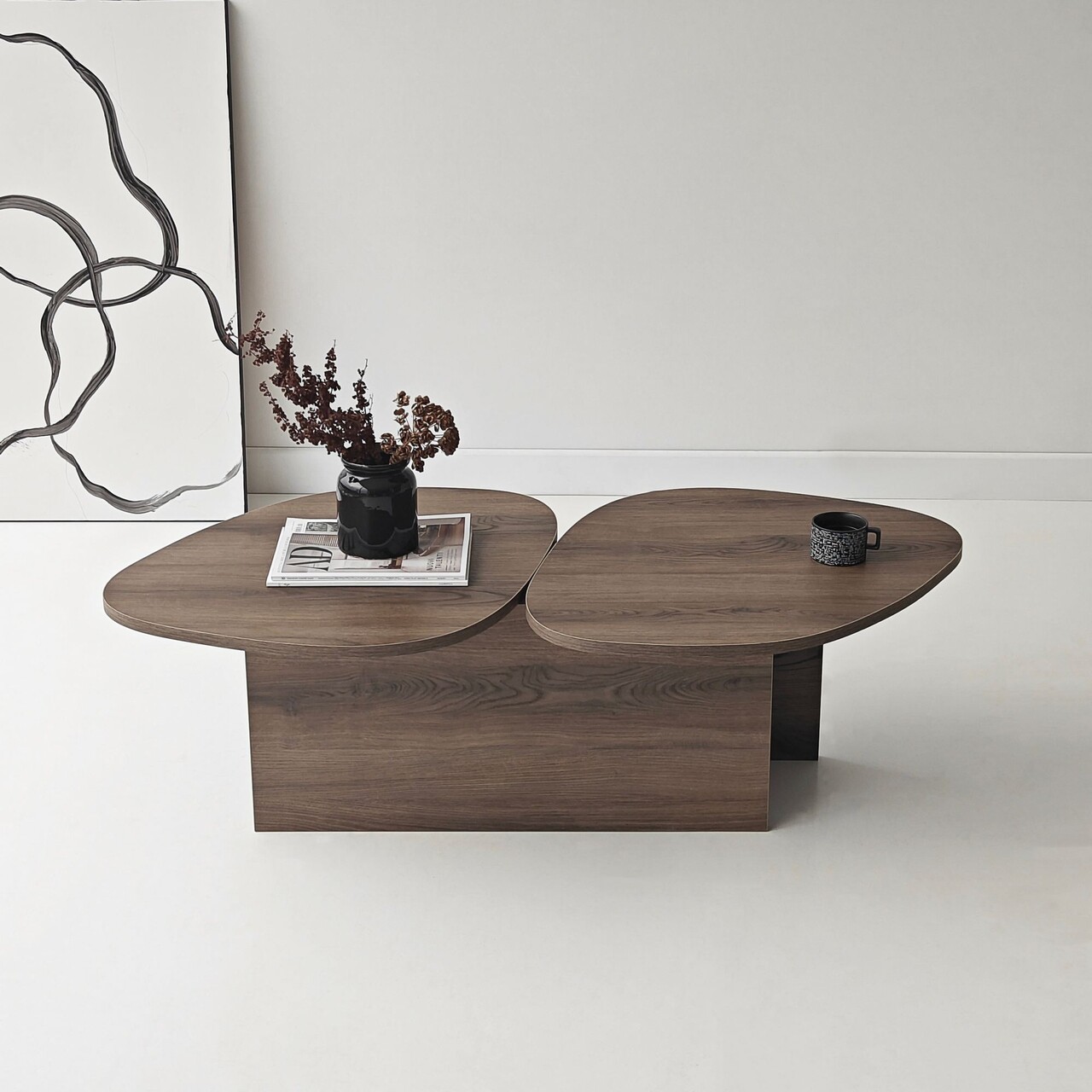 Masuta de cafea, Hanah Home, Stones, 125x38x60 cm, Maro - view 4
