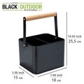 Suport pentru tacamuri cu maner, Wenko, Baco, 18 x 15 x 25.5 cm, metal/lemn/polipropilena, negru/maro