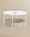 Masuta de cafea cu cos textil, Vasagle, Modern Style, 75x45 cm, PAL/otel/poliester, alb mat/camel