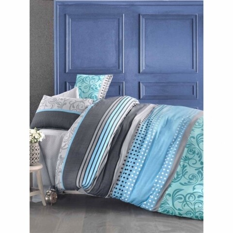 Lenjerie de pat double Miranda Turquoise, amestec bumbac