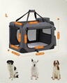 Cusca textile pentru caini / Geanta de transport animale de companie L, Feandrea, max 16 kg, 70x52x52 cm, tesatura Oxford, gri