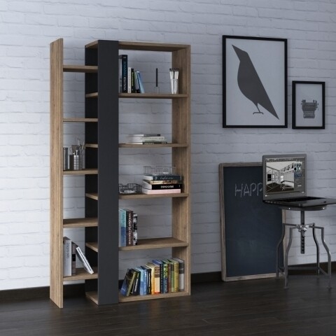 Biblioteca Lift, Homitis, 80x29x150.5 cm, maro/antracit Mobilier si saltele