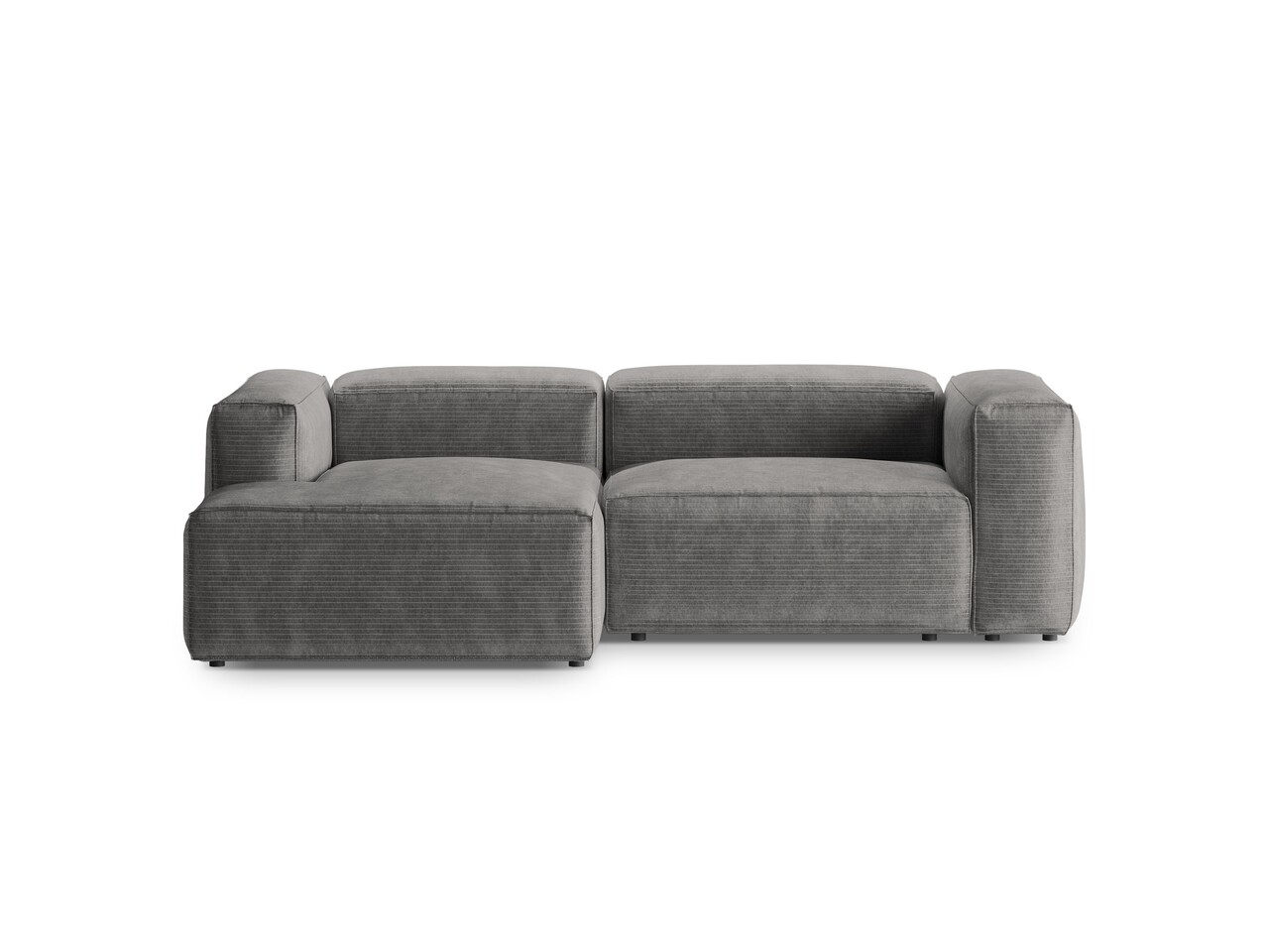 Coltar stanga 2 locuri, Bergamo, Cosmopolitan Design, 244x152x70 cm, catifea chenille raiata, gri deschis