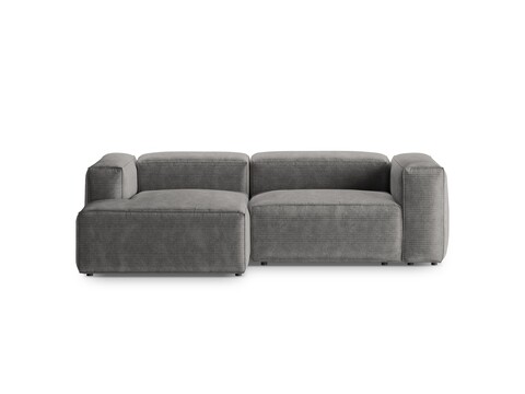 Coltar stanga 2 locuri, Bergamo, Cosmopolitan Design, 244x152x70 cm, catifea chenille raiata, gri deschis
