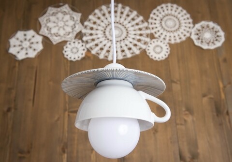Pendul Afternoon tea, Deco Republic, E27, 1x60W, ceramica, alb/albastru