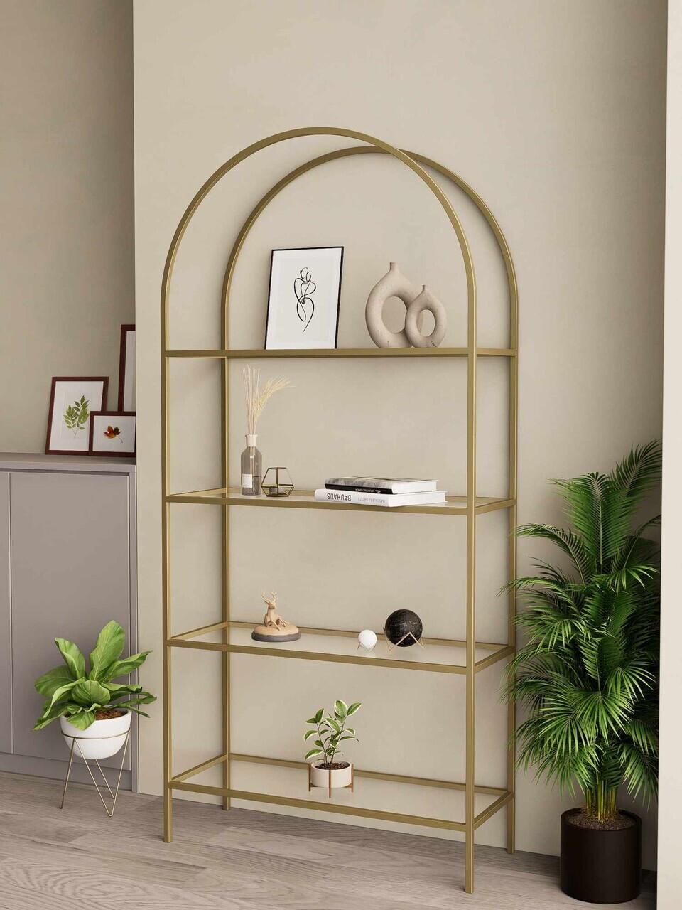 Corp biblioteca, Hanah Home, Linda, 80x172x30 cm, Auriu — imaginea 2