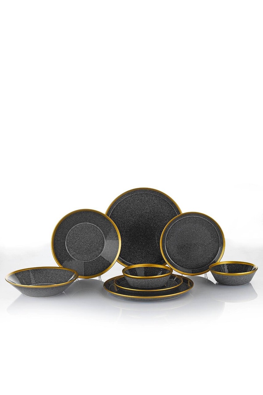 Set de cină (8 piese), L'essentiel Maison, 719KTP9735, Farfurie adâncă: 21 cm (2 bucăți), Negru - view 3