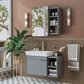Set Dulap de Baie cu Chiuvetă și Oglindă (2 Piese), Hanah Home, 2930, MDF, Frasin