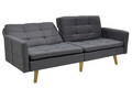 Canapea extensibila 3 locuri Flexible, Pakoworld, 198x87x76 cm, textil, gri inchis
