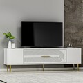 Comoda TV, Olivia, Dekol3, Alb/Auriu
