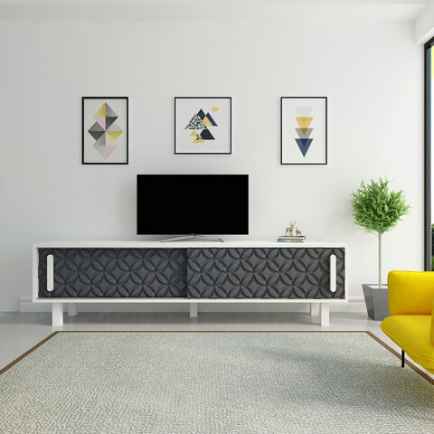Comoda tv, avva home, opa, 180x48.2x35 cm, antracit/alb