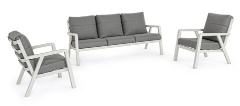 Set Mobilier Pentru Gradina/terasa 3 Piese Truman, Bizzotto, Aluminiu/tesatura Ofelin, Gri