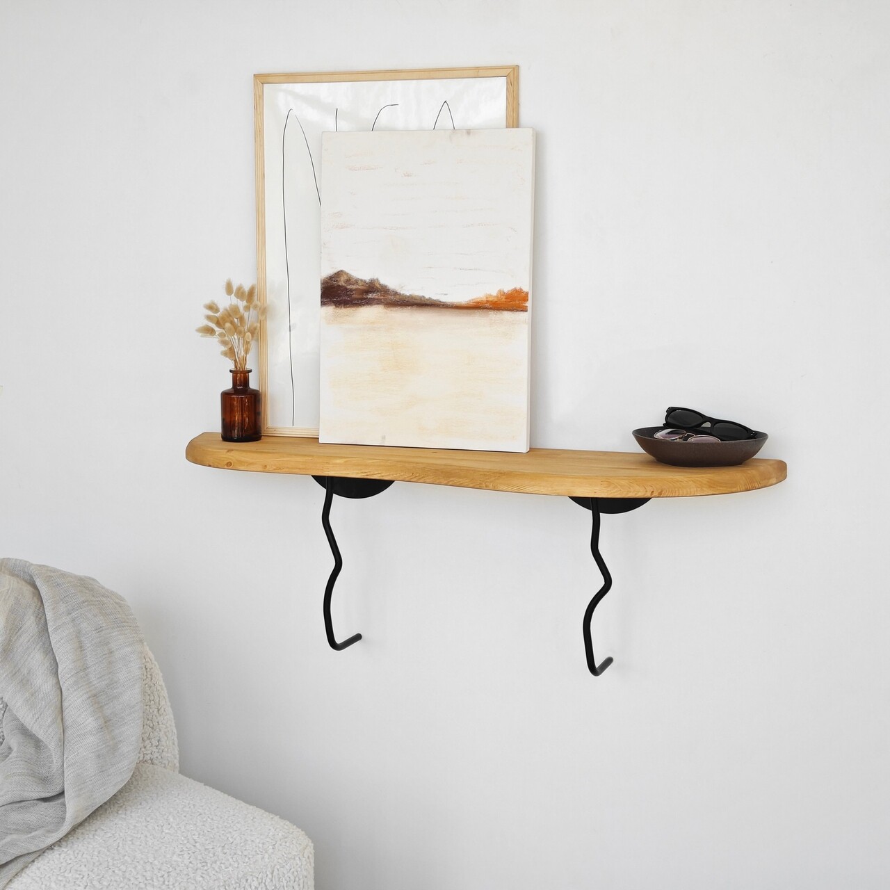 Raft de perete, Neostill, Edera, Lemn masiv, Negru / Stejar - 2 | YEO