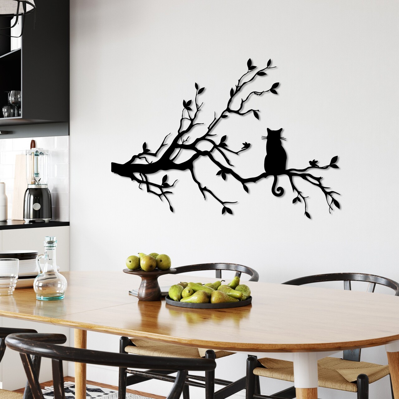 Decoratiune de perete, Cat 12, Dimensiune: 80 x 50 cm, Negru - view 2