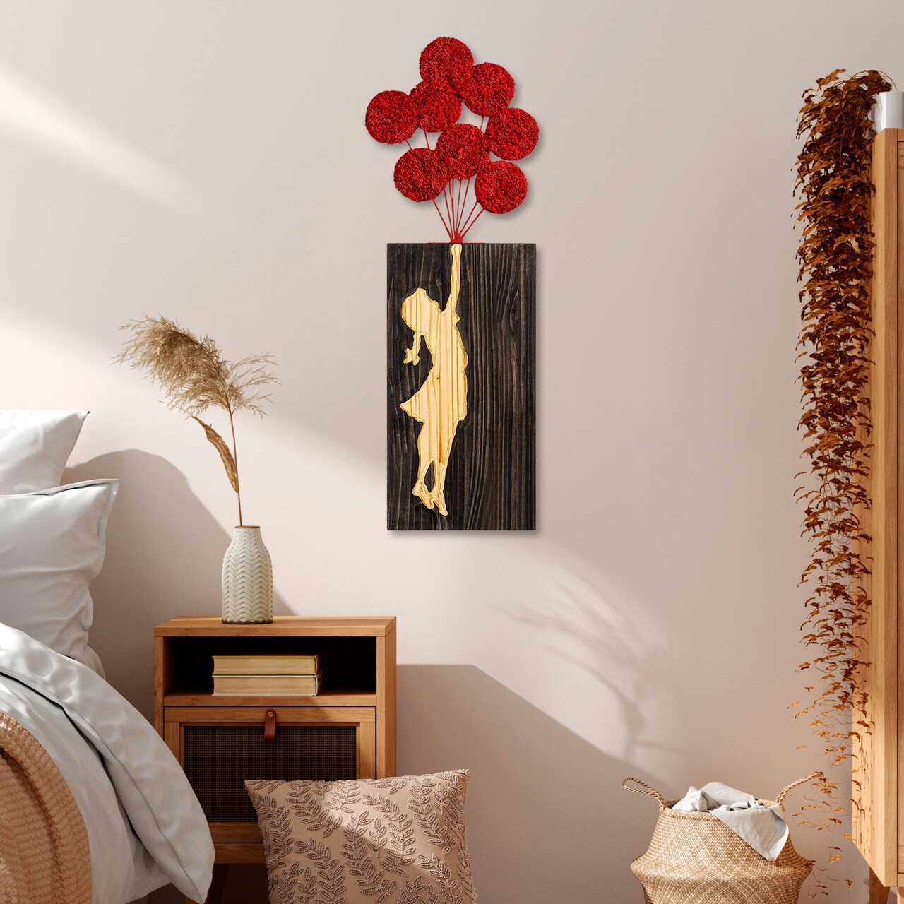 Decoratiune de perete, Banksy, Dimensiuni: 34 x 99 cm, Nuc / Maro / Roșu - view 3