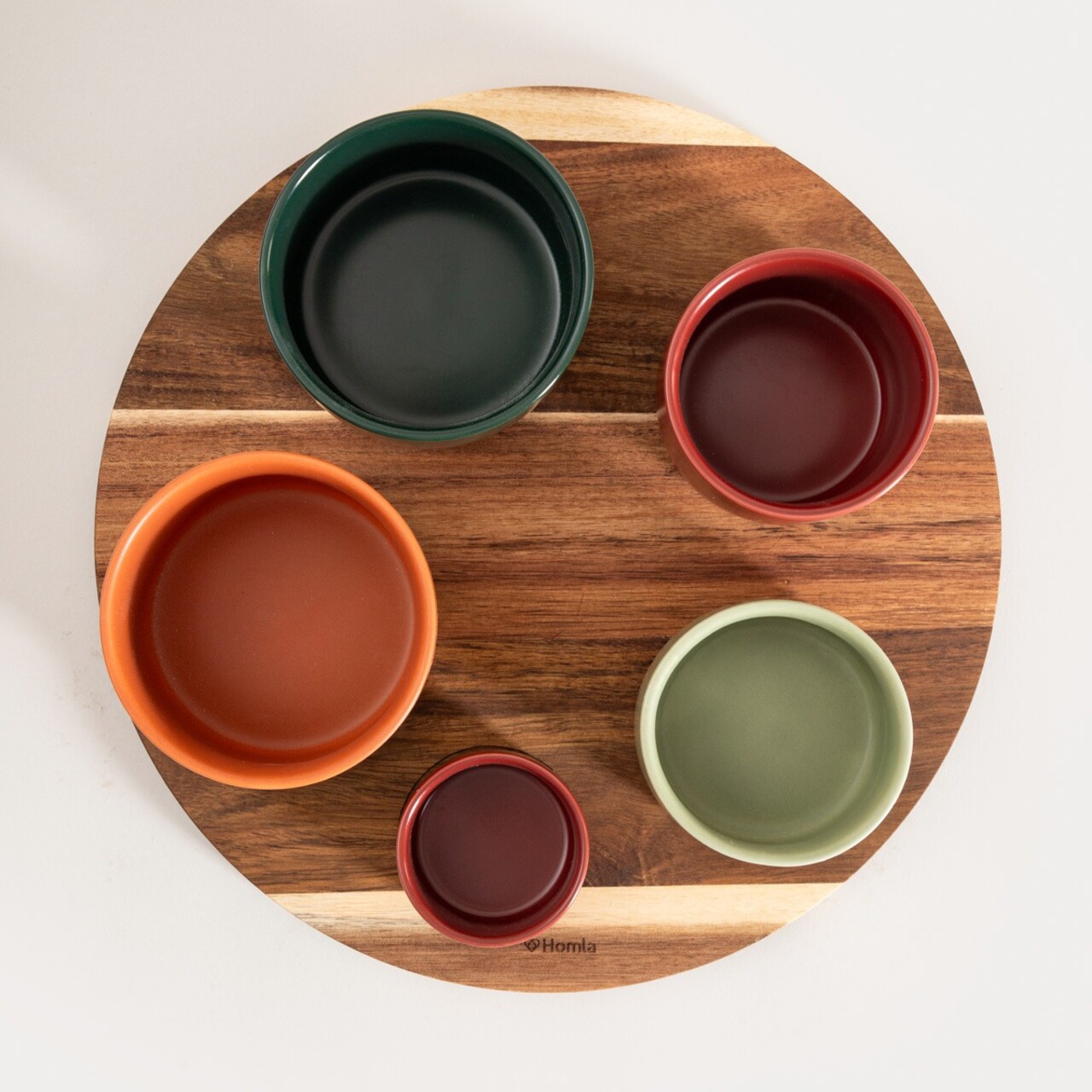 Set 5 boluri si suport Yifan, Homla, 32 cm, lemn/ceramica, multicolor