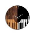 Ceas de perete, Piano, Lemn/metal, Dimensiune: 56 x 3 x 56 cm, Nuc / Negru