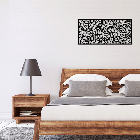 Decoratiune de perete, decorative panel 6, metal, 100 x 48 cm, negru