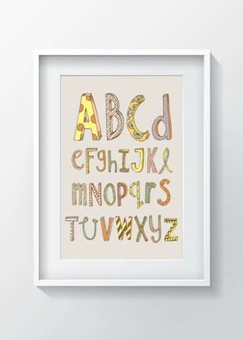 Tablou decorativ Shapes, Oyo Kids, 29×24 cm, lemn/MDF, multicolor 29x24