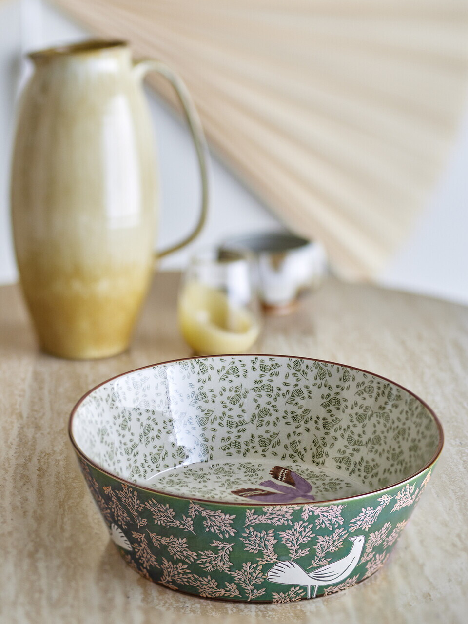 Bol salata, Bloomingville, Hezha, 28x9 cm, 3.35 L, ceramica, verde - imagine 6