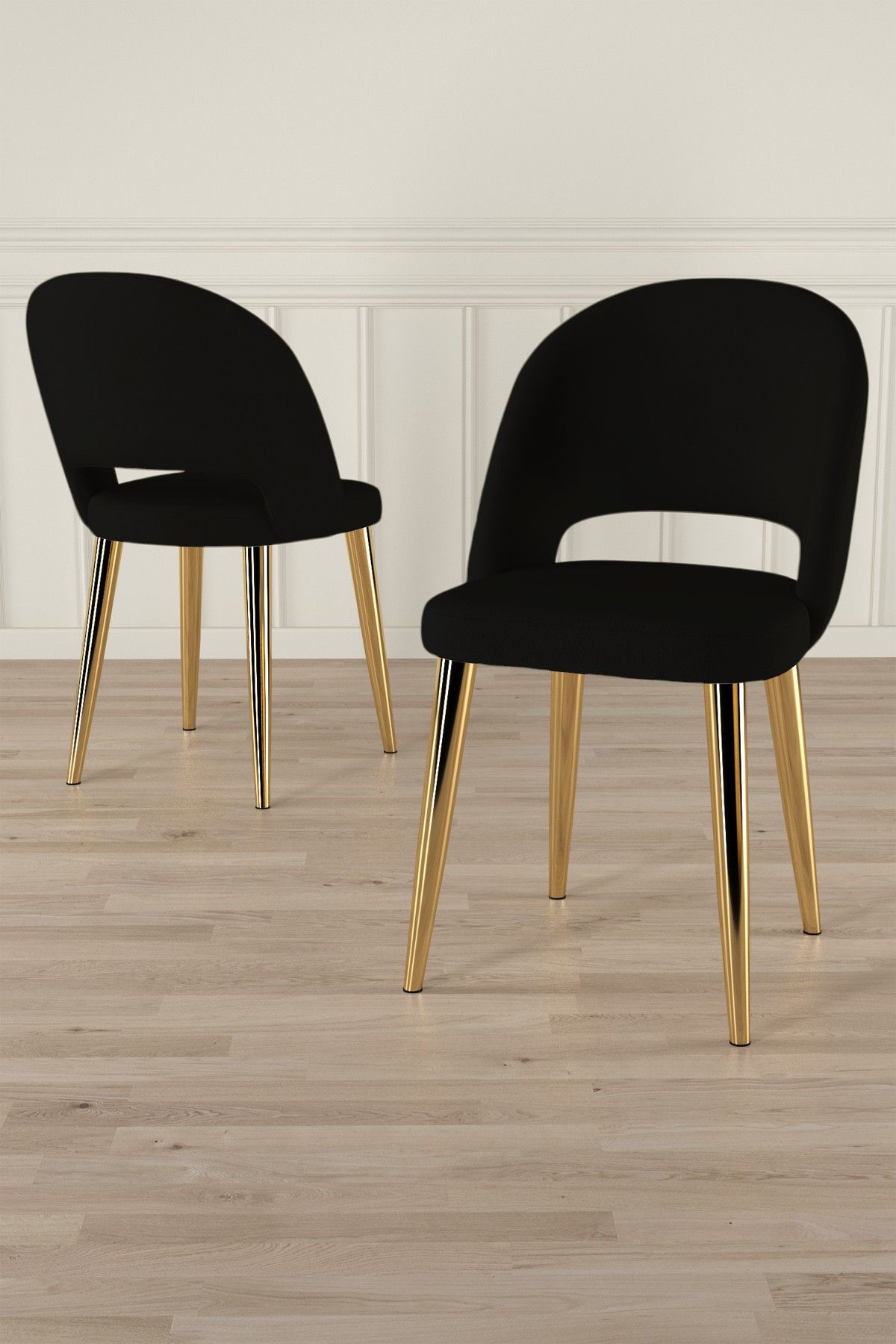 Set scaune (8 piese), Hanah Home, Pane, Negru
