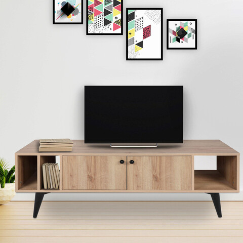 Comoda tv, mod design, sidney, 150x40x50 cm, stejar / negru