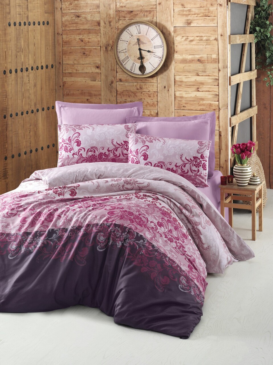 Lenjerie de pat pentru o persoana Single XXL (DE) L'essentiel Maison Rina Roz / Liliac / Crem / Roz