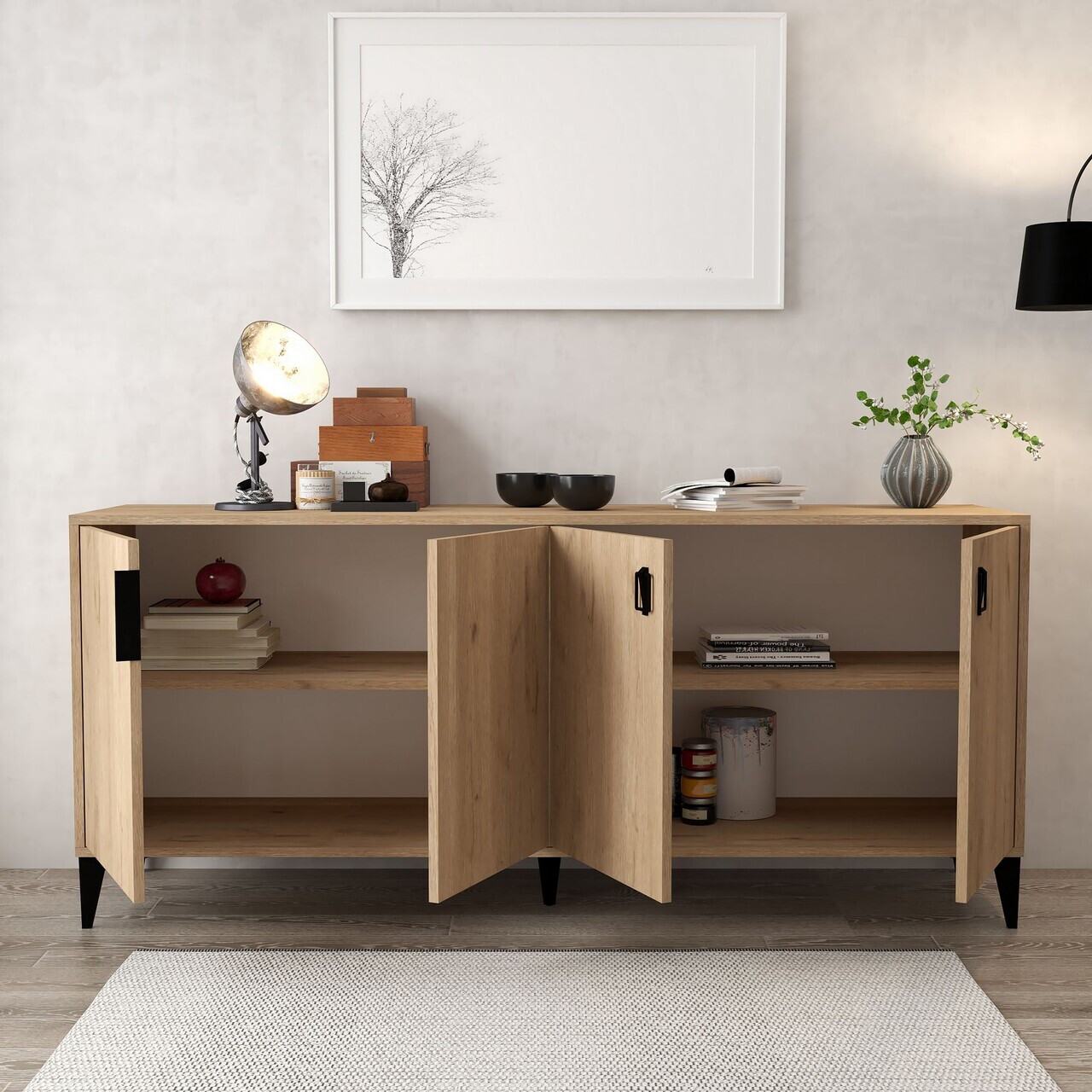 Consola, Hanah Home, Deren 4006, 180x78x44 cm, PAL, Maro — imaginea 2