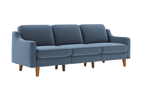 Canapea 3 locuri, Atelier del Sofa, 918CMF1174, Cadru: 100% OȚEL, Albastru oceanic / Nuc