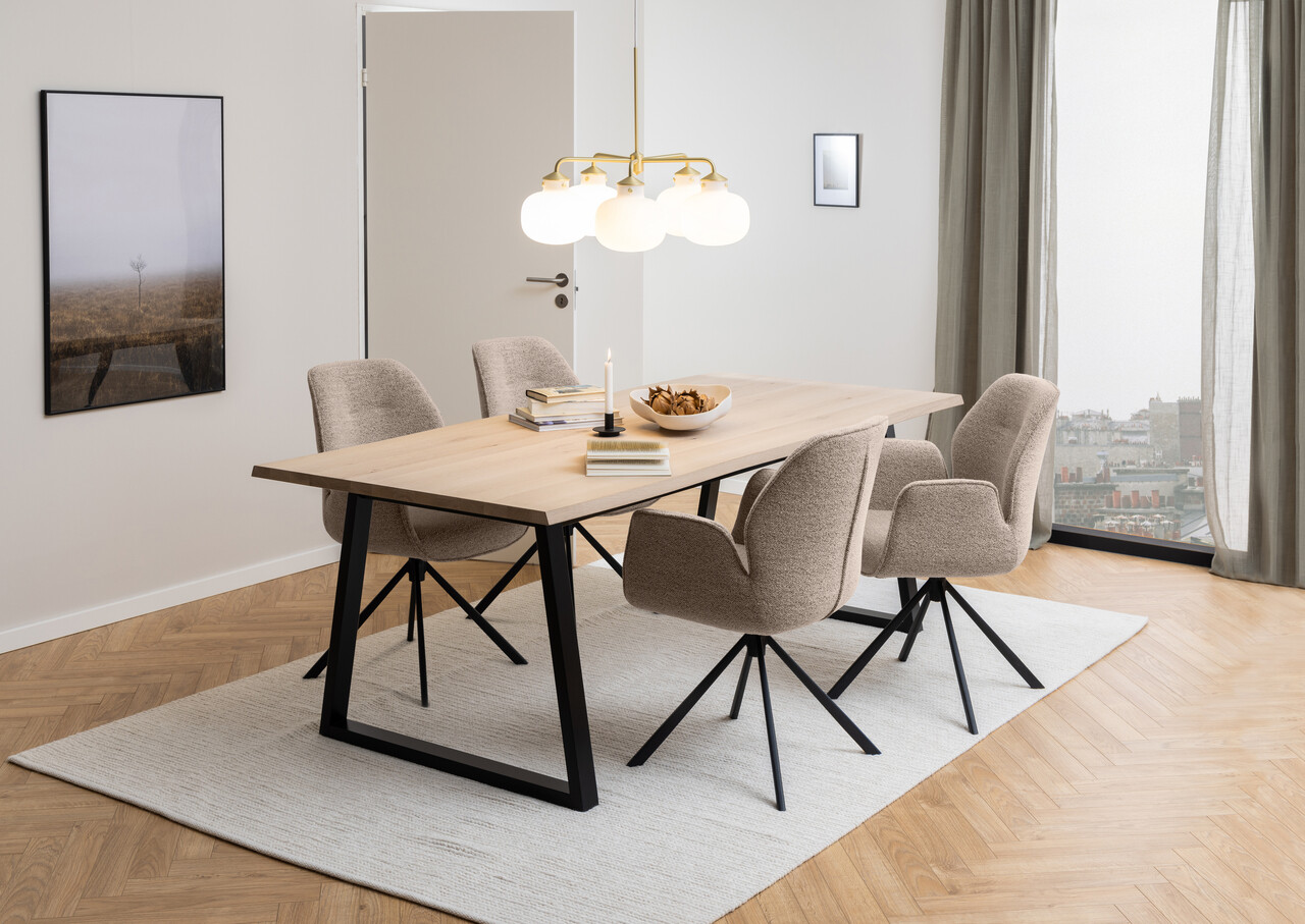 Scaun Aura, Actona, 62x61x90 cm, rotativ, tesatura Boucle/otel, bej - view 5