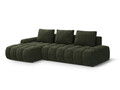 Coltar extensibil stanga 3 locuri, Linz, Cosmopolitan Design, 275x142x84 cm, cotiera dreapta, catifea, verde