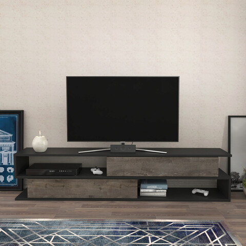 Comoda tv, retricy, cortez, 160x35.3x38.6 cm, pal, antracit / stejar închis
