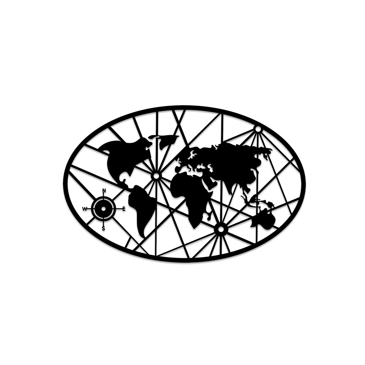 Decoratiune de perete, World Map 8-L v2, Dimensiuni: 60 x 92 cm, Negru — imaginea 5
