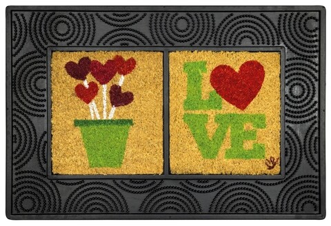 Covoras de intrare, Olivo Tappeti, Window, Love, 40 x 60 cm, cauciuc/fibra cocos, multicolor