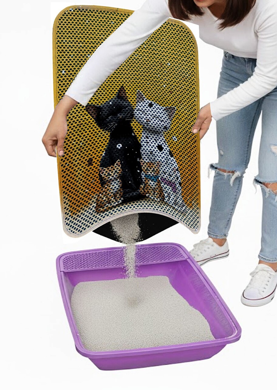 Covoras litiera pentru colectarea granulelor de nisip, Paws &amp; Whiskers, Cat Lıtter Mat 55, Multicolor - view 3