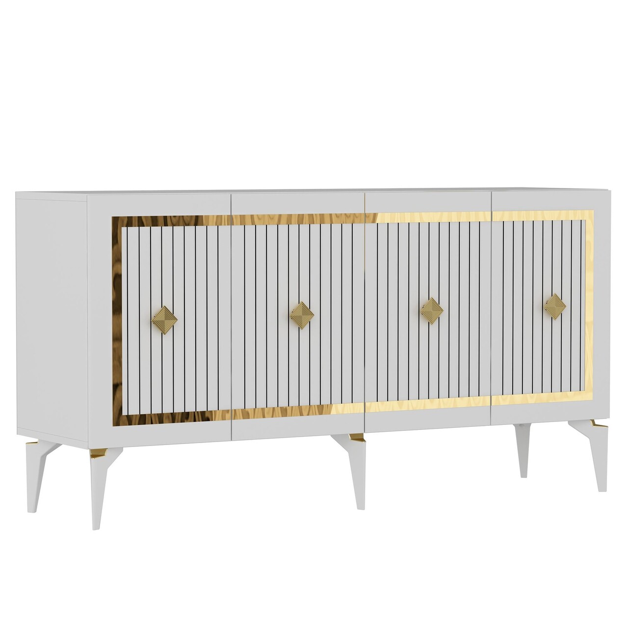 Consola, Hanah Home, Nova, 150x79x40 cm, PAL , Alb/Auriu - view 6