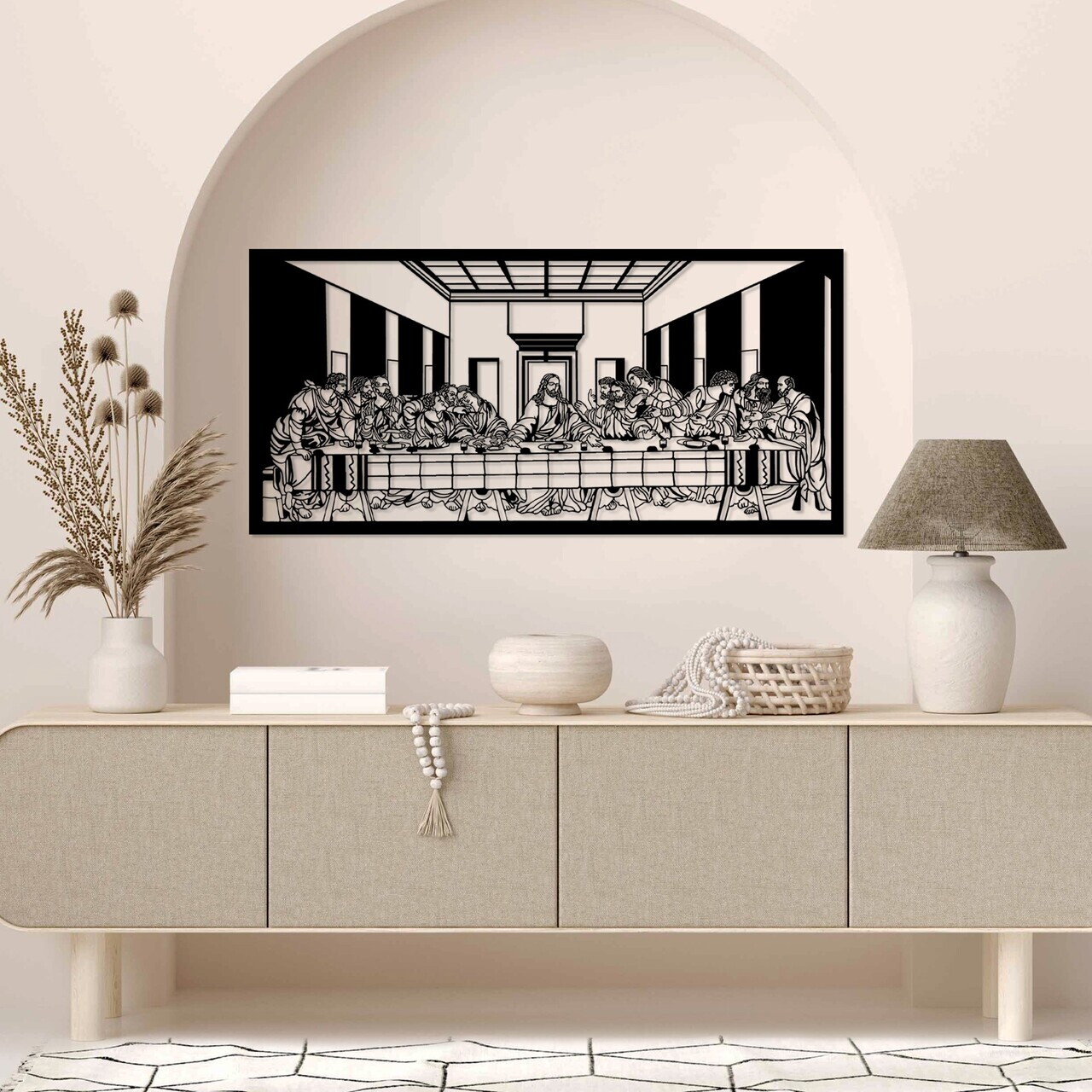 Decoratiune de perete, Davinci, 100 x 48 cm, Negru — imaginea 3