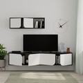 Comoda TV cu raft, Decortie, Spark, pal melaminat, negru/alb