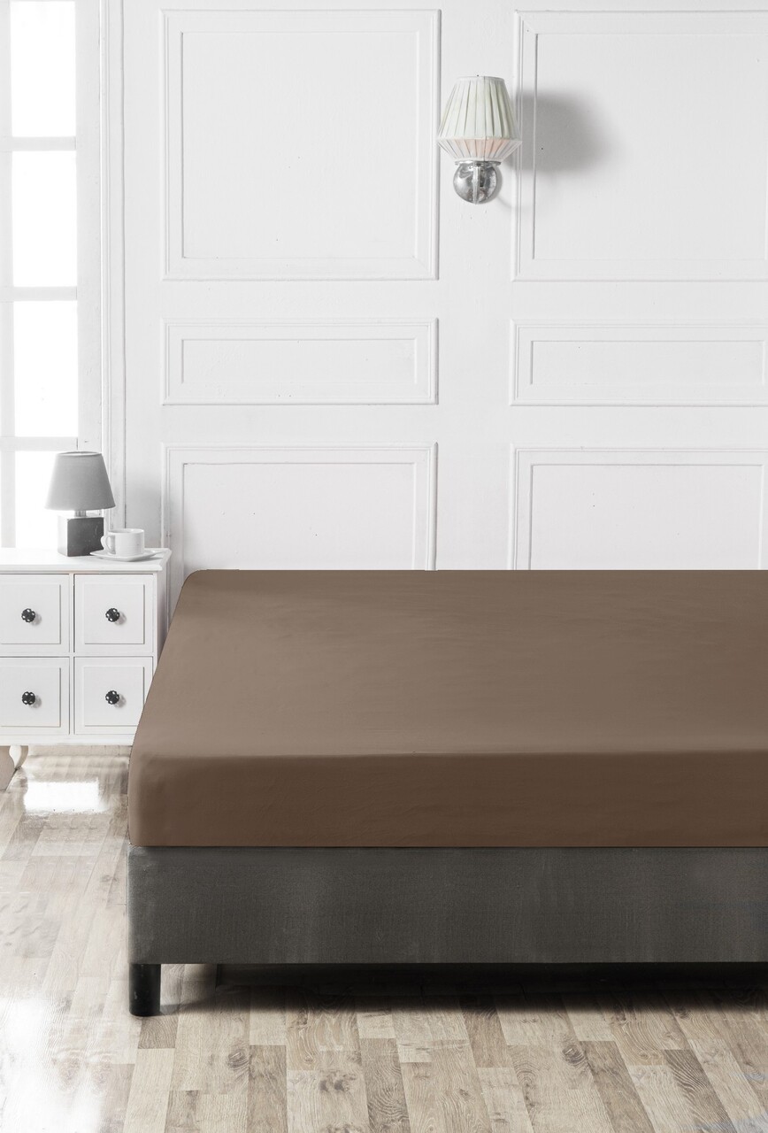 Cearceaf de pat cu elastic Ranforce Single Large (FR), L'essentiel Maison, Brown, Maro - imagine 3