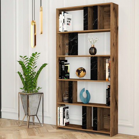 Corp biblioteca, hommy craft, lima, 90x180x20 cm, nuc / negru