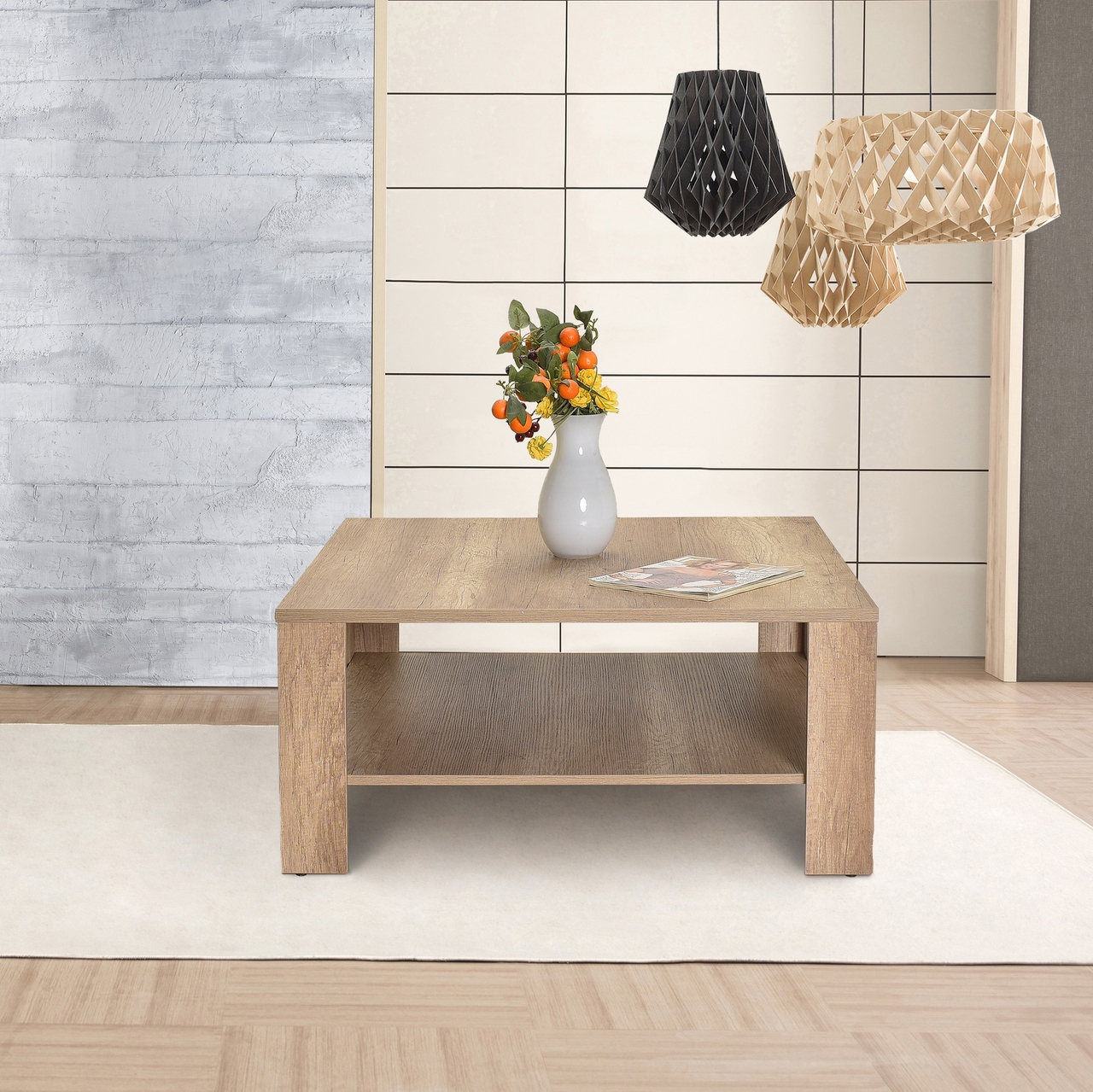 Masuta de cafea, Hanah Home, Shp-690-Tt-1, 90x42x90 cm, Nuc deschis